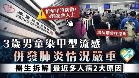 流感高峰期｜3歲男童染甲型流感 併發肺炎情況嚴重 潛伏期曾往深圳｜附醫生拆解病徵 晴報 健康 呼吸道疾病 D230915