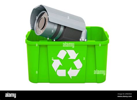 Recycling Trashcan With Security Camera 3D Rendering Stock Photo Alamy