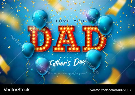 Happy Fathers Day Greeting Card Design With Gold Vector Image