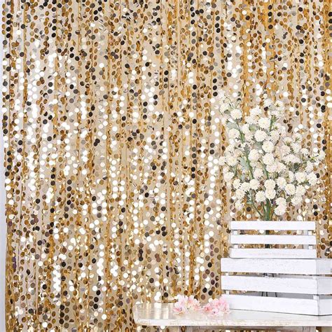 8ft X 8ft Gold Big Payette Sequin Curtain Photo Booth Backdrop With