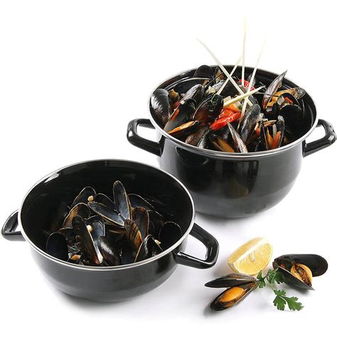 Matfer Bourgeat Enamel Steel Mussel Pot With Lid 25 Qts 070973