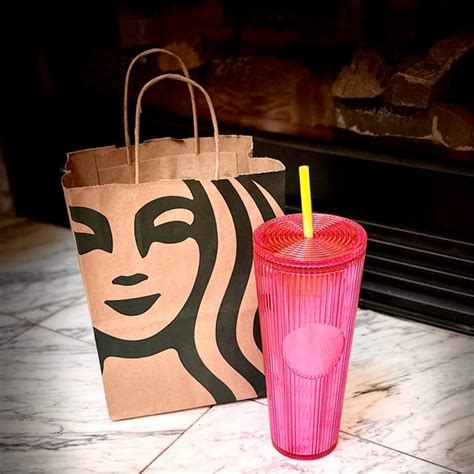 Starbucks Dining Starbucks Barbie Neon Pink Pleated Tumbler