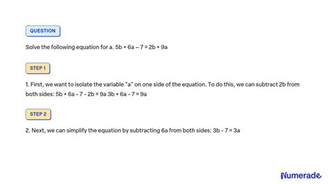 SOLVED Solve The Following Equation For A 5b 6a 7 2b 9a