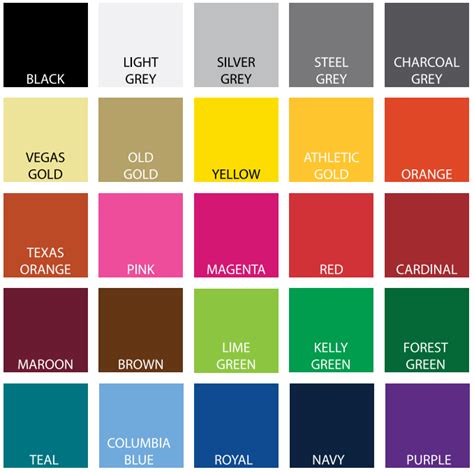 Sublimation Color Chart Printable