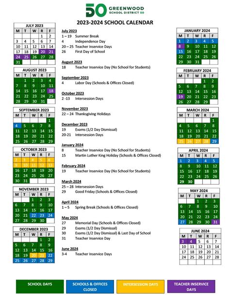 School Calendars 2023-2024 - Greenwood and Abbeville County - Weston ...