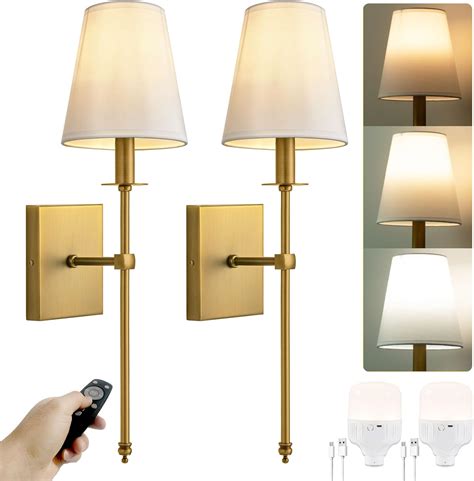 PASSICA DECOR Wiress Battery Operated Wall Sconces Set Of 2 Two