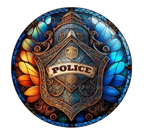 Stained Glass Police Sign Thin Blue Line Back The Blue Etsy