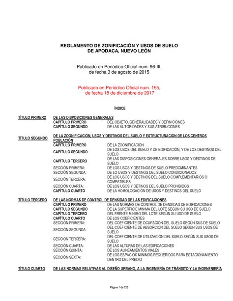 Reglamento DE Zonificación Y USOS DE Suelo DE Apodaca N L REGLAMENTO