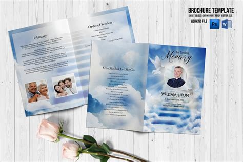 Heaven Dove Funeral Program Template