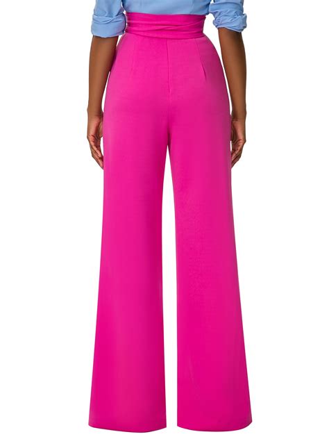 Chinny Magenta Belted High Waist Pants Fksp