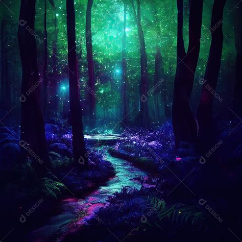 Imagem de uma floresta mágica à noite estrelas download Designi