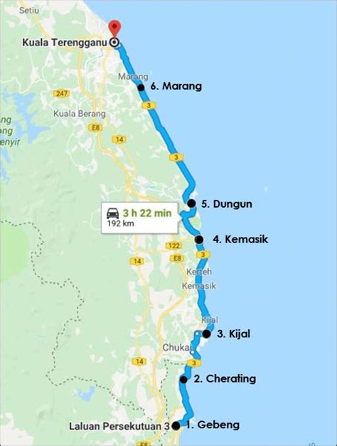 Case Study Route From Gebeng To Kuala Terengganu Source Google Maps