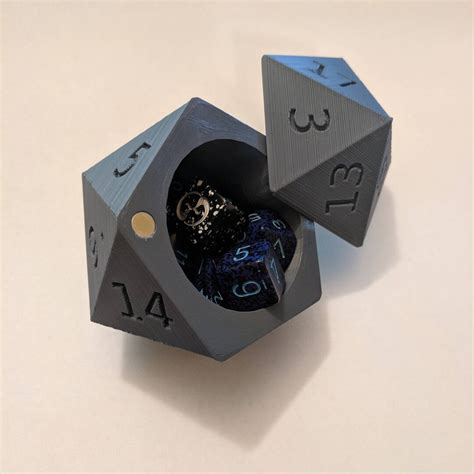 3d Printed D20 Dice Box With Magnetic Lid Etsy