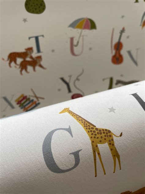 Alphabet Wallpaper Kids Wallpaper ABC Print Kids Room Decor Nursery ...