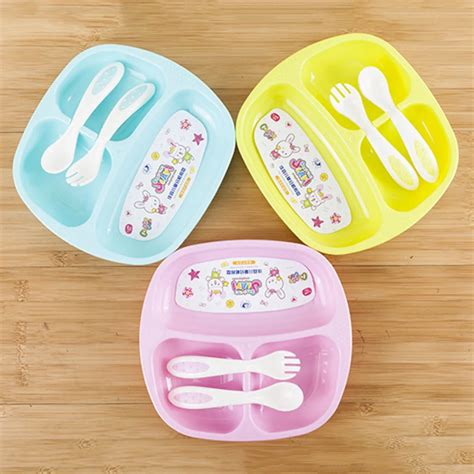 New Kids' Divided Platters Cartoon Shatterproof Cutlery with Plastic ...