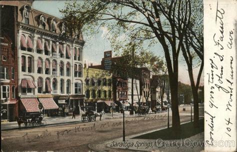 Broadway Looking South Saratoga Springs, NY Postcard