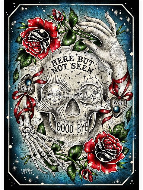 Here And Seen Ouija Board Skull Cute Traditional Tattoo Flash Art