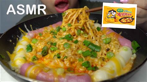 Asmr Cheesy Fire Noodle Sweet Potato Rice Cakes Mukbangchewy Eating