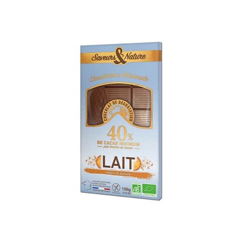 Tablette de chocolat au lait 40 aux éclats de biscuits bio 100g