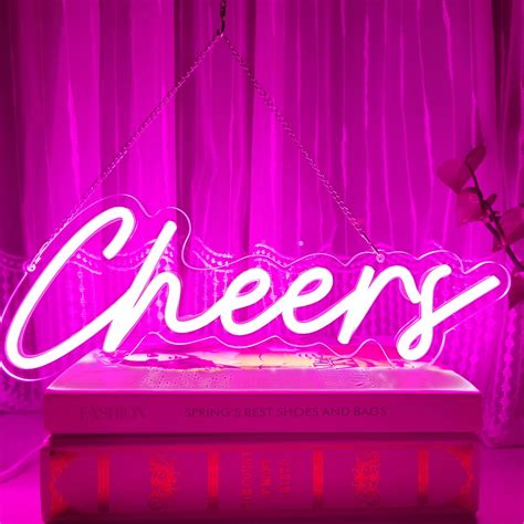 Hfhungkeong Cheers Neon Sign Dimmable Pink Neon Signs For