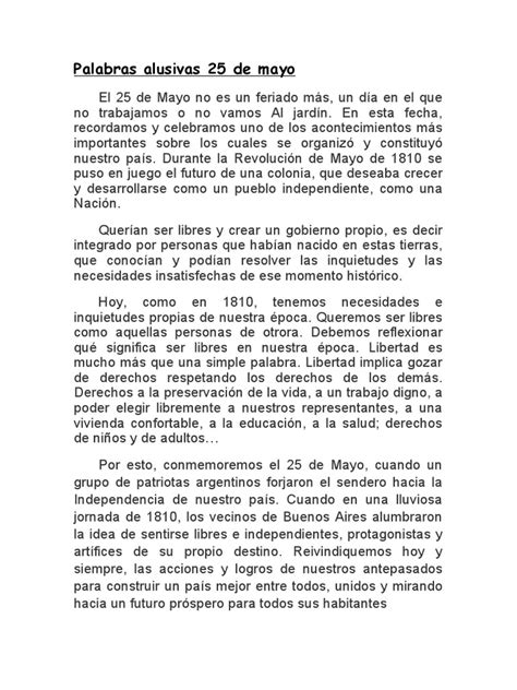 Palabras Alusivas 25 De Mayo Pdf