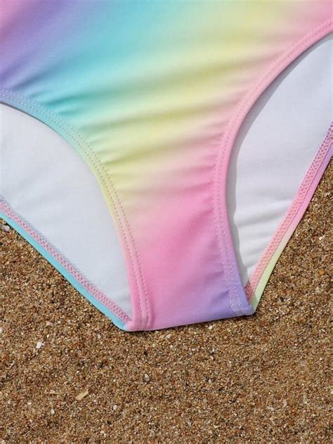 Girls Ombre Bikini Swimsuit With Beach Skirt Shein Usa