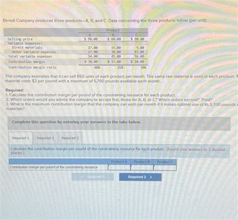 Solved Benoit Company Produces Three Products A Solutioninn