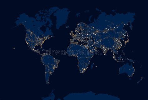 Mapa Del Mundo Abstracto De La Noche Ilustración del Vector