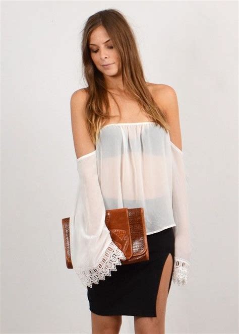 White Sheer Off The Shoulder Top Tops Clothes Fashion