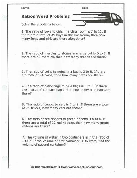 Proportional Ratios Worksheets