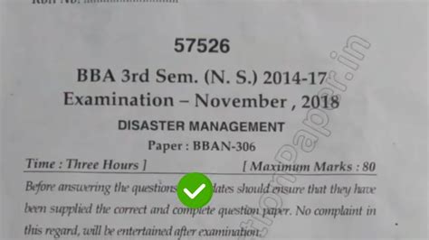 [2018] Mdu Bba 3rd Sem Disaster Management Question Paper Mduquestionpaper Youtube