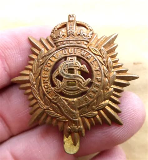 BRITISH ARMY SERVICE Corps Brass Cap Badge WW1 World War 1 Pin Lapel