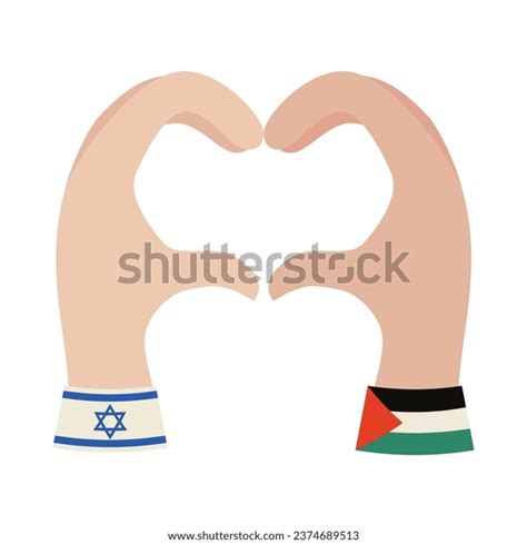 Israel Palestine Flags Hands Forming Heart Stock Vector Royalty Free