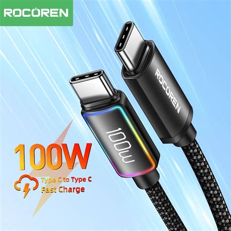 Rocoren Cable USB Tipo C De Carga R Pida Cargador De 100W 5A USB C PD