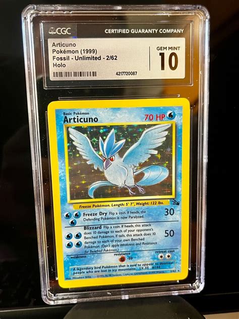 Cgc Gem Mint Articuno Fossil Holo Unlimited Holo Rare