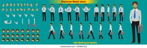 Handyman Character Model Sheet With Walk Cycle And Run Cycle Animation