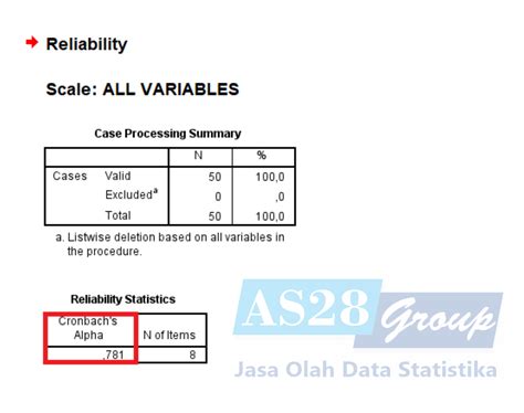 UJI RELIABILITAS CRONBACHS ALPHA AS28 Group