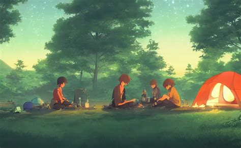 Camping Under The Starlight Anime Concept Art Stable Diffusion