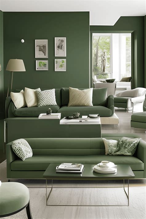 Luxury Living Room with Hunter Green Furniture · Creative Fabrica