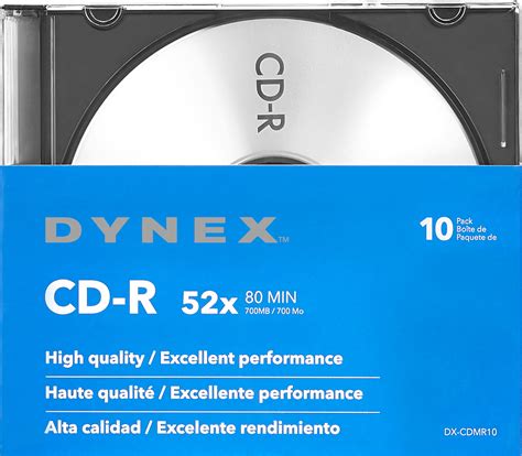 Best Buy Dynex 10 Pack 52x CD R Discs With Jewel Cases Silver DX CDMR10