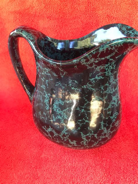 Bennington Pottery Of Vermont Gorgeous Green And Black Agate Etsy