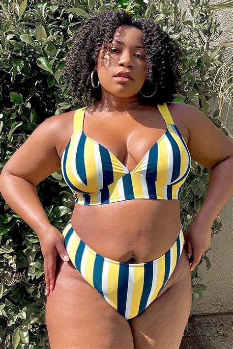 Michelle Striped Plus Size Bikini Bottom Cupshe Nz