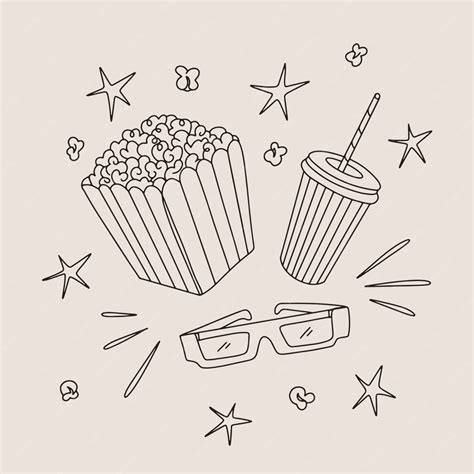 Free Vector | Hand drawn movie theater drawing illustration