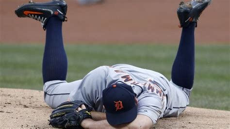 Detroit Tigers Starting Pitcher Jordan Zimmermann Lays On The Mound