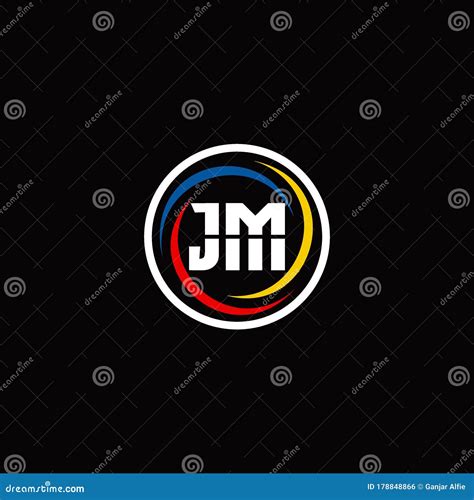 Jm Monogram Logo Isolated On Circle Shape With Slash Colors Rounded