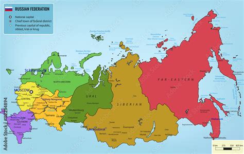 Russian Federation map with selectable territories. Vector Stock Vector ...