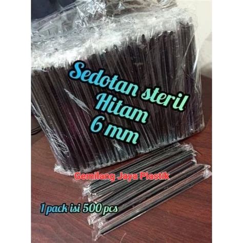 Jual Isi 500 Pcs Sedotan Plastik 6mm 20cm Steril Hitam Batang Bungkus