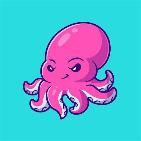 Netter Kraken Karikatur Vektor Symbol Illustration Tier Natur Symbol