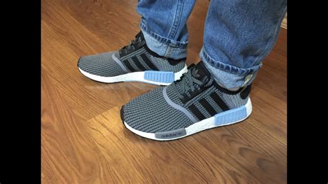 Adidas NMD R1 Core Black Grey Blue On Feet Review YouTube