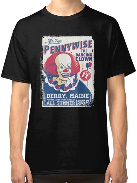 Pennywise Stephen King It Horror Clown Black T Shirt Tees Clothing